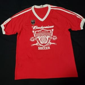 VTG Budweiser Soccer Men’s Jersey T-Shirt RARE Beer Single Stitch • Large
